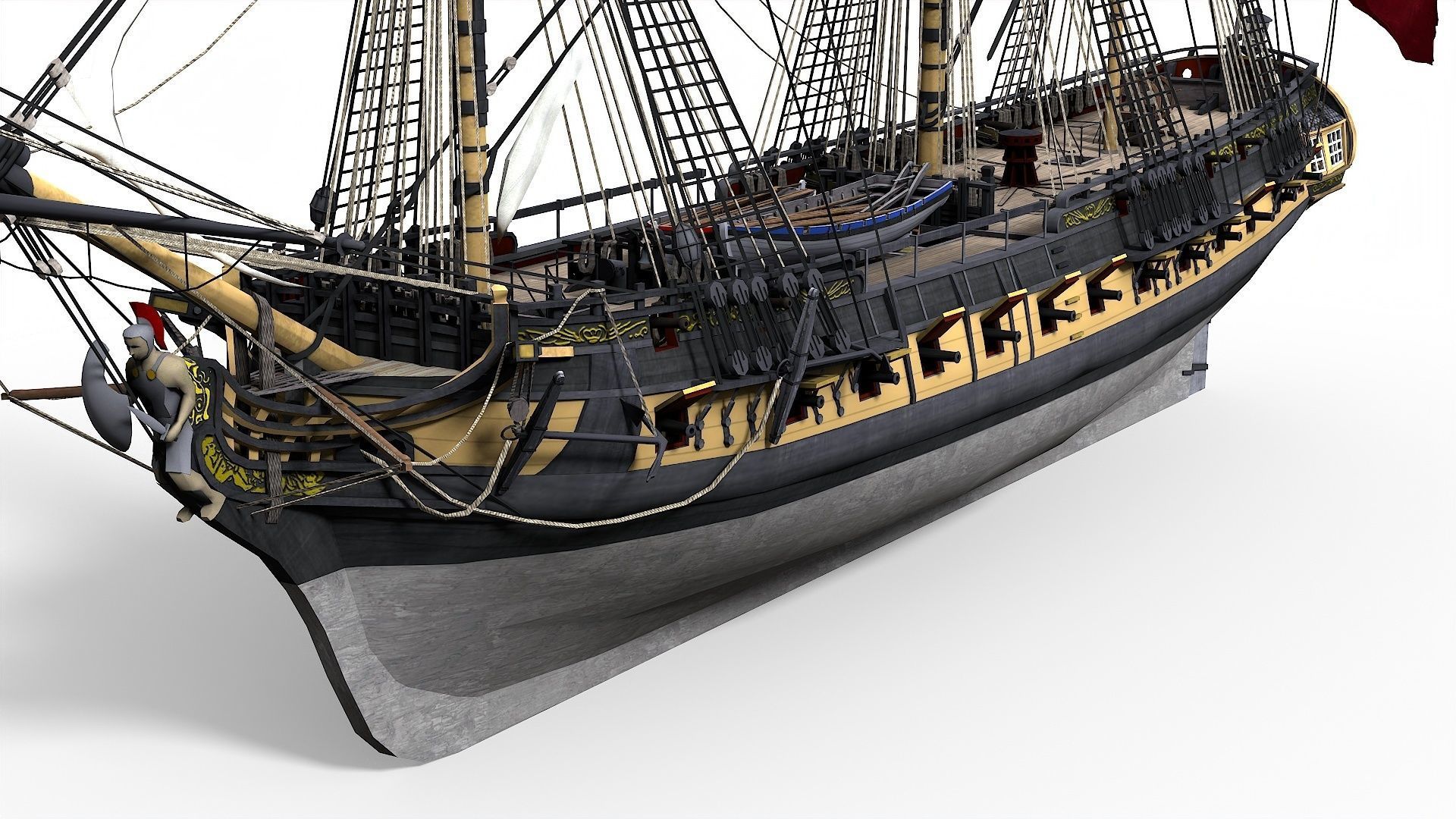 38 Gun Frigate Laurore Furnished Interior 1765 Low-poly 3D model_6