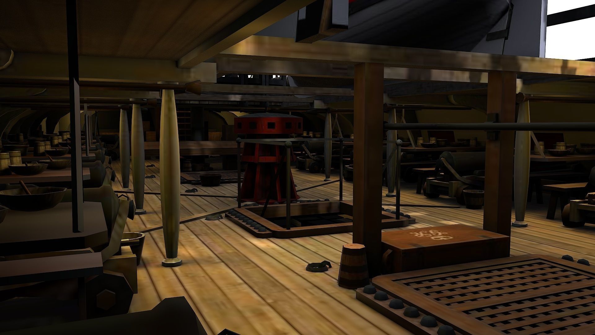 38 Gun Frigate Laurore Furnished Interior 1765 Low-poly 3D model_16