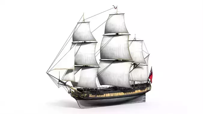 38 Gun Frigate Laurore Furnished Interior 1765 Low-poly 3D model