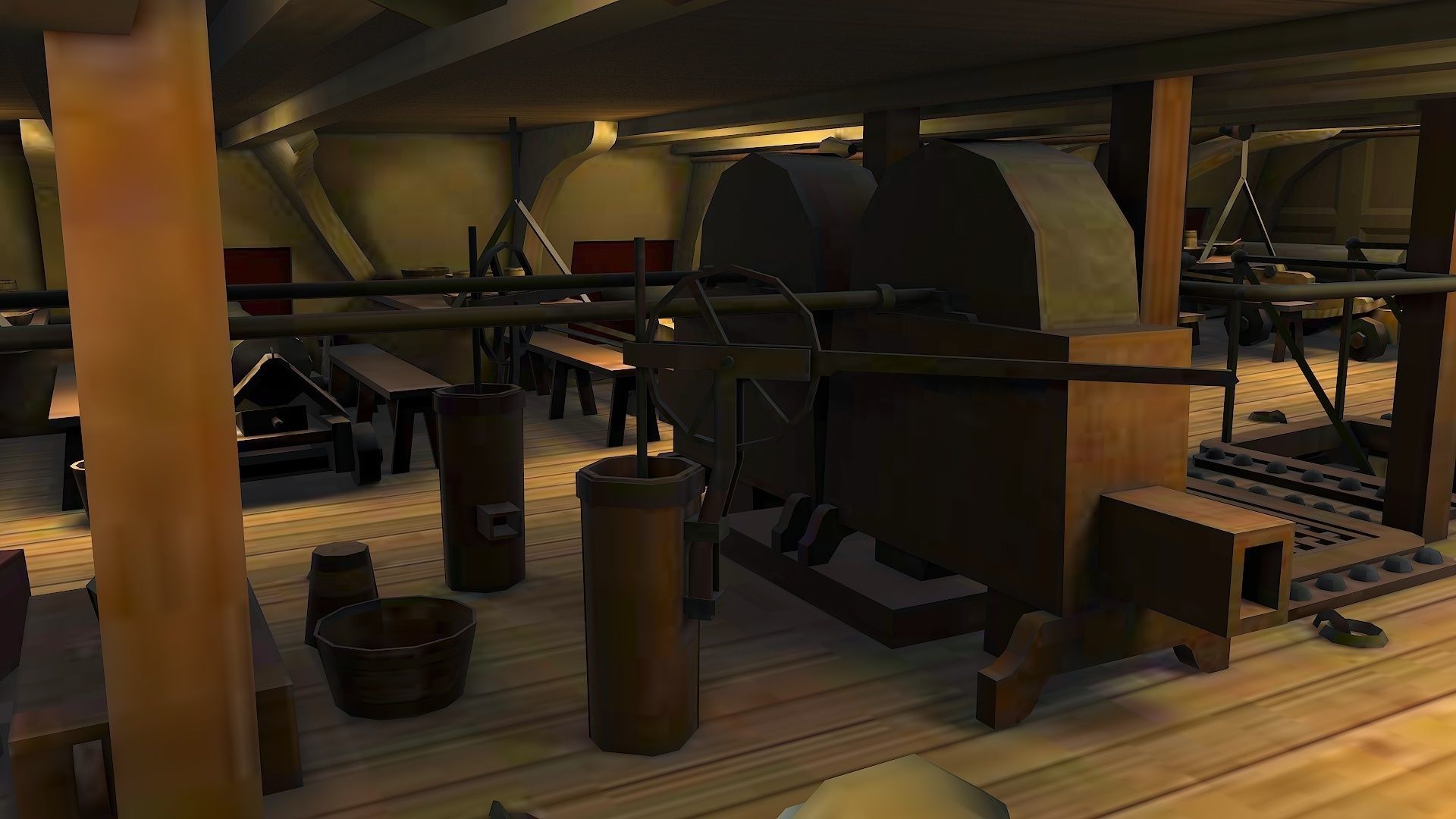 38 Gun Frigate Laurore Furnished Interior 1765 Low-poly 3D model_17