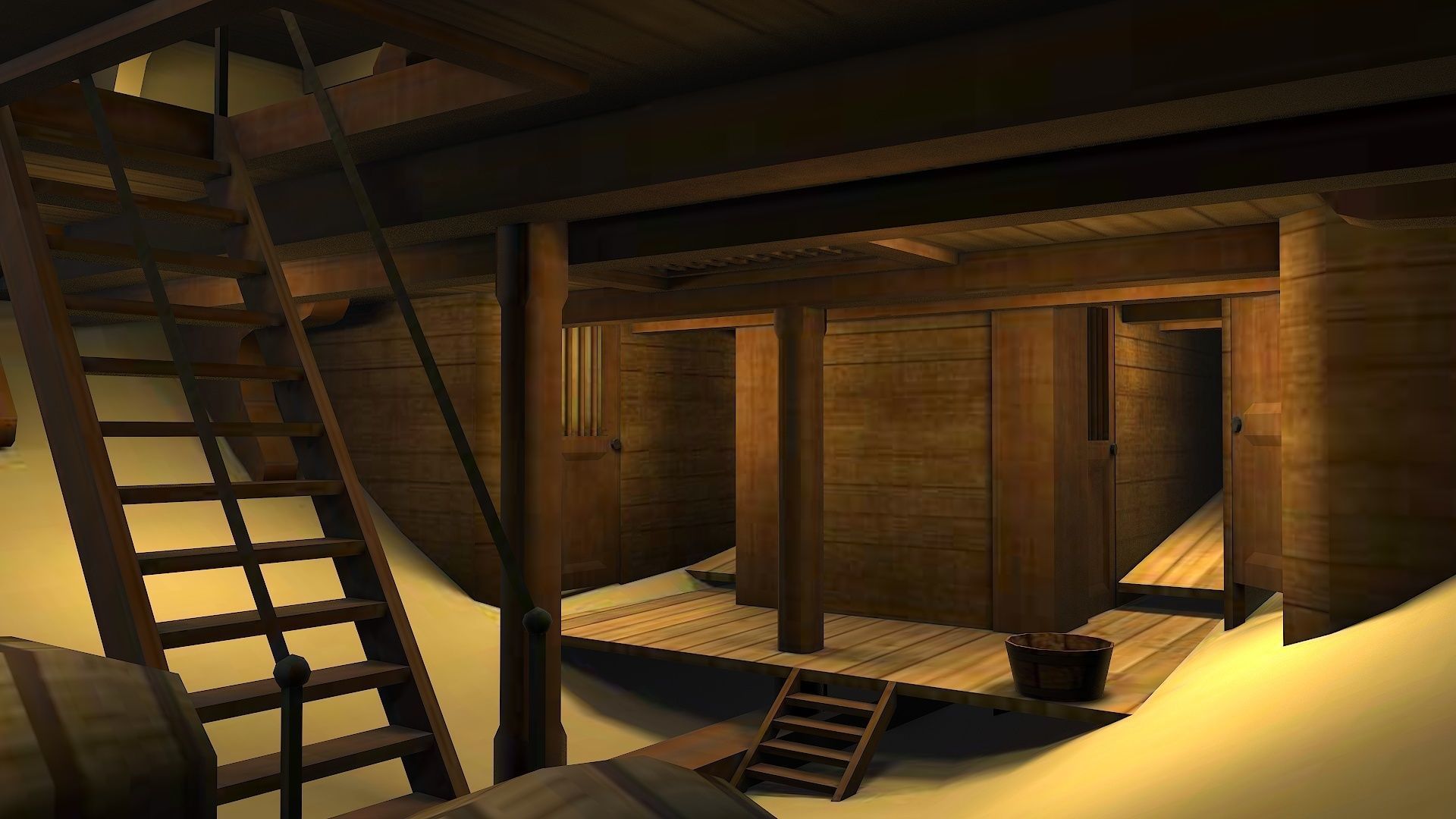 38 Gun Frigate Laurore Furnished Interior 1765 Low-poly 3D model_24