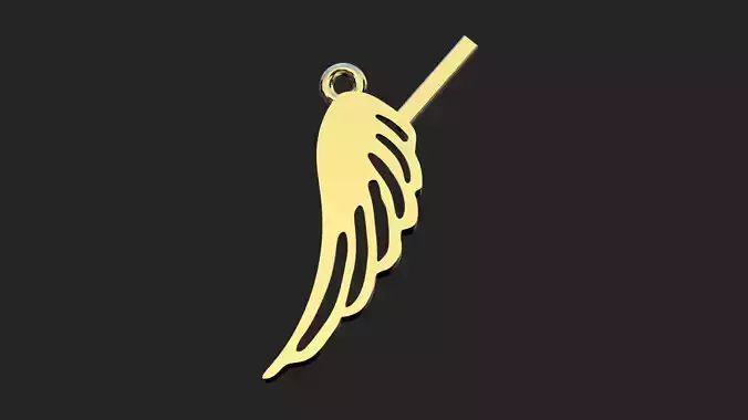 Angel wing flat necklace pendant 2 3D print model