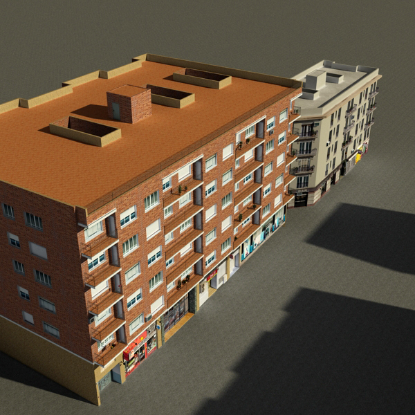 Building Collection 97-100 Low-poly 3D model_3