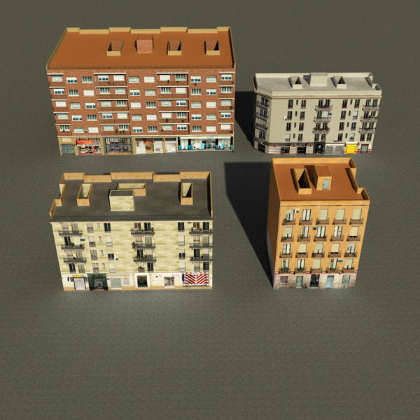 Building Collection 97-100 Low-poly 3D model_1