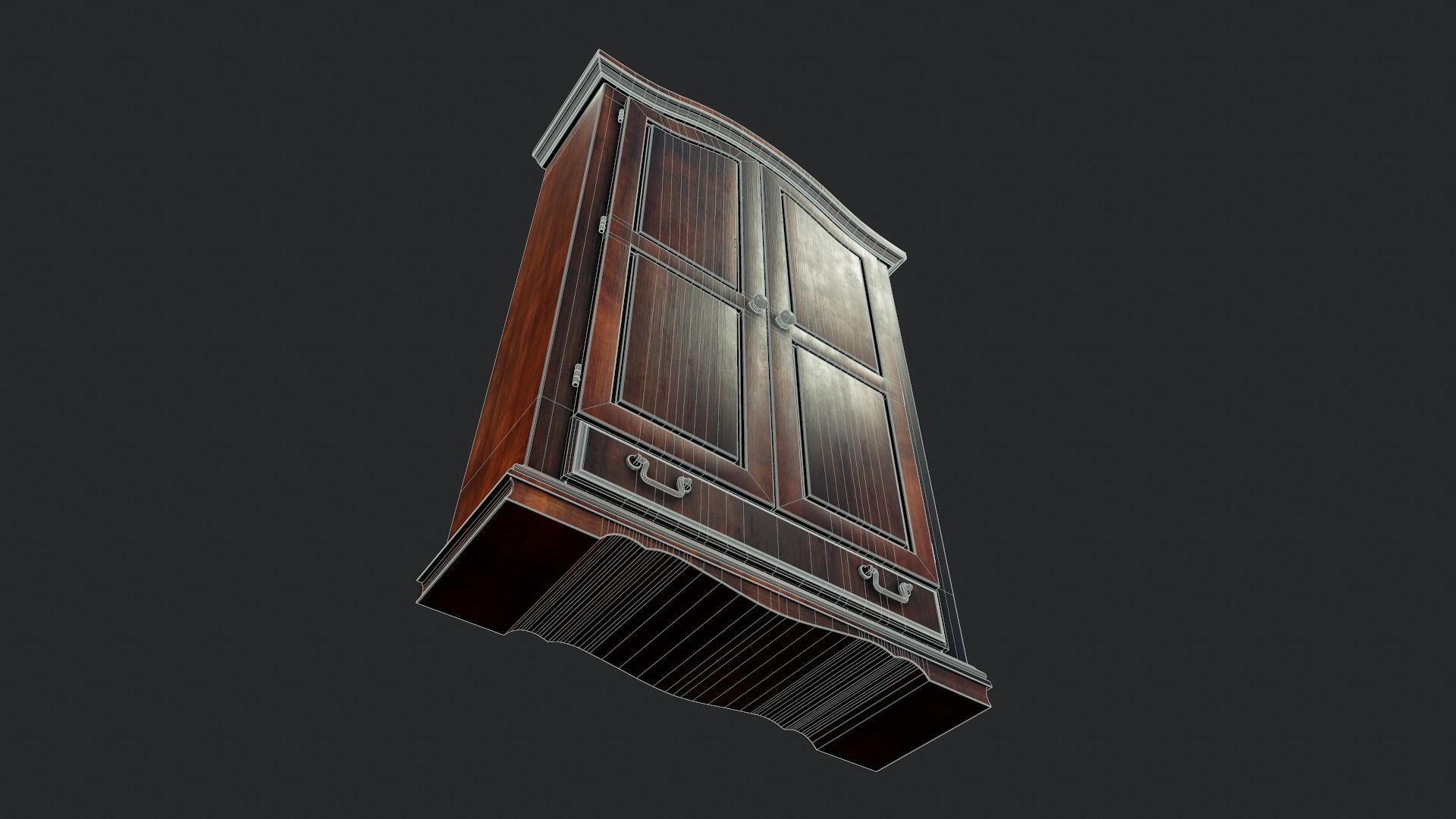 Vintage Wardrobe - Tutorial Included Low-poly 3D model_9