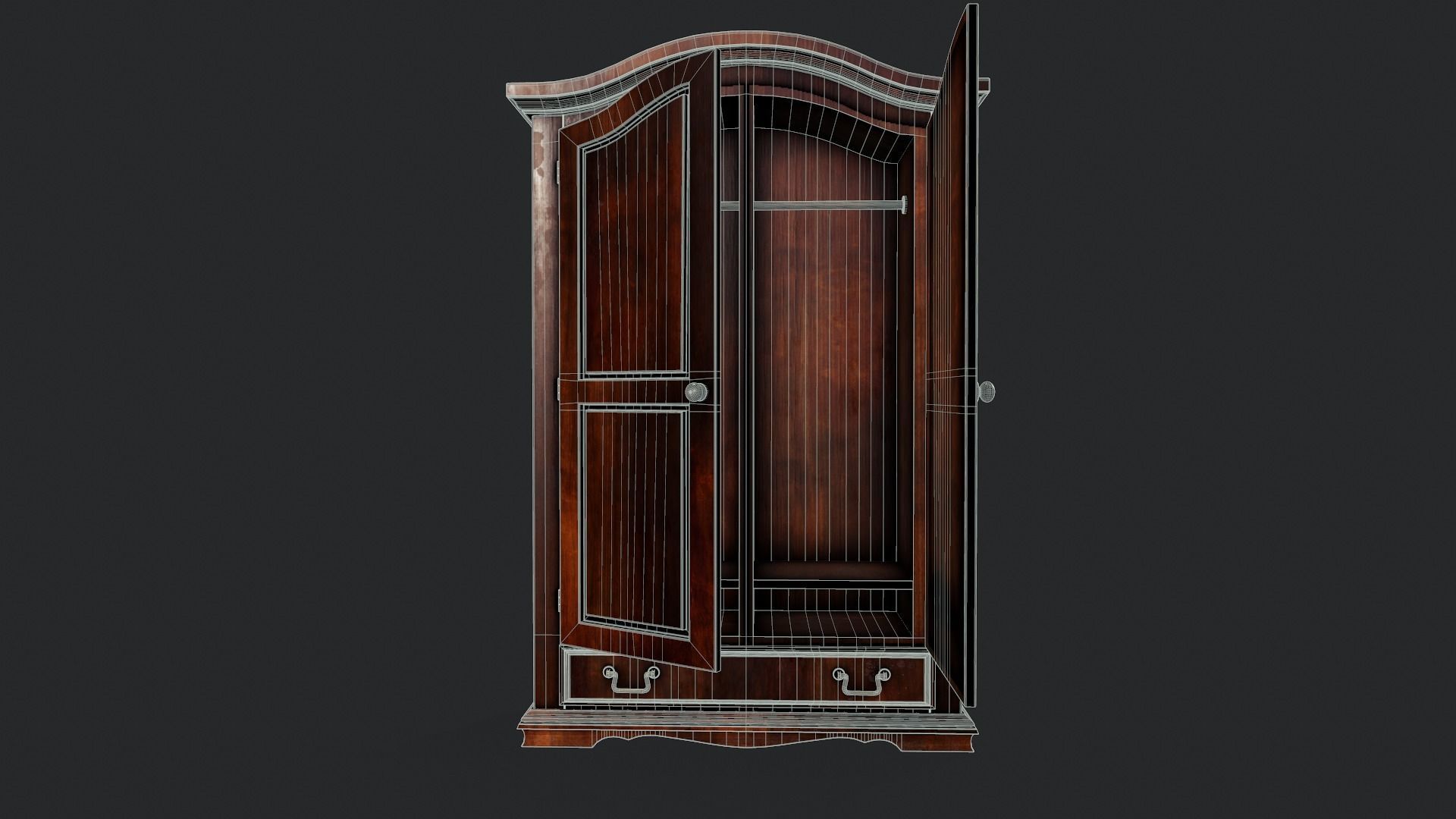 Vintage Wardrobe - Tutorial Included Low-poly 3D model_13