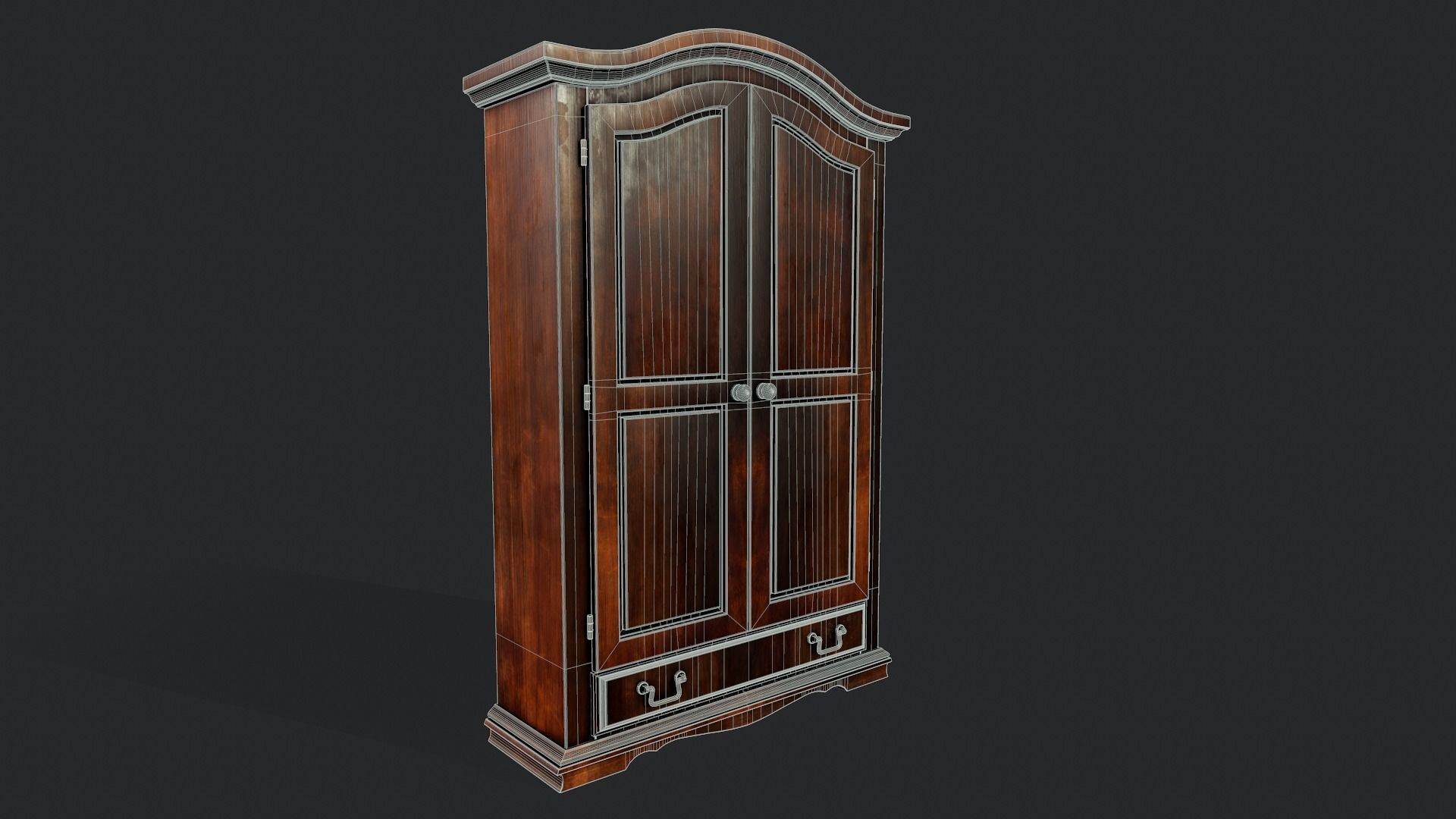 Vintage Wardrobe - Tutorial Included Low-poly 3D model_3