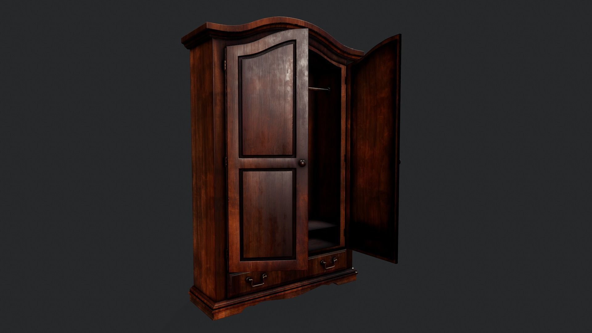 Vintage Wardrobe - Tutorial Included Low-poly 3D model_14