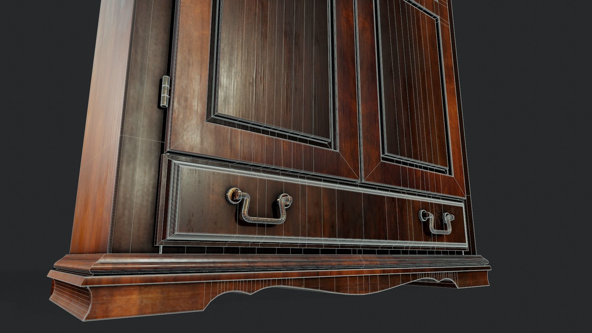 Vintage Wardrobe - Tutorial Included Low-poly 3D model_11