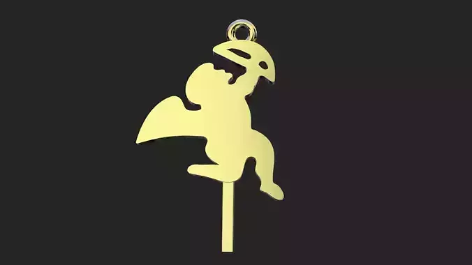 Angel flat necklace pendant with bow and arrow 3D print model