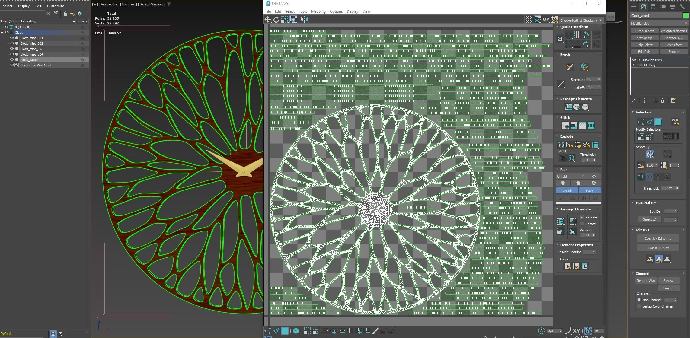 Decorative Wall Clock PBR 3D model_17