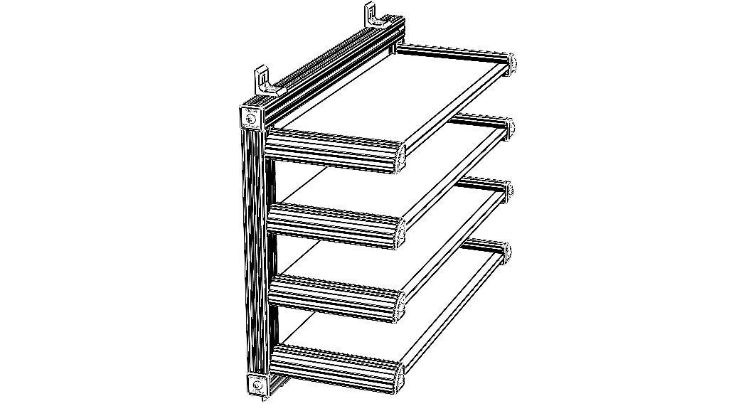 Aluminum Adjustable Shelf - Wall Mounted 3D model_38