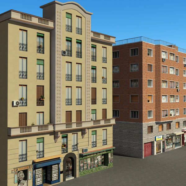 Building Collection 101-104 Low-poly 3D model_2