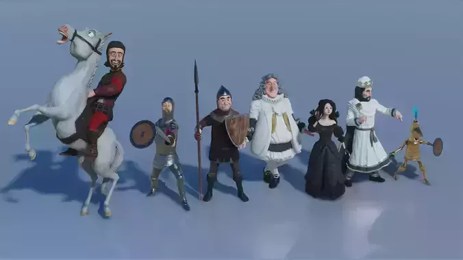 MEDIEVAL STYLIZED CHARACTERS VOL 2 - NOBLES Low-poly 3D model