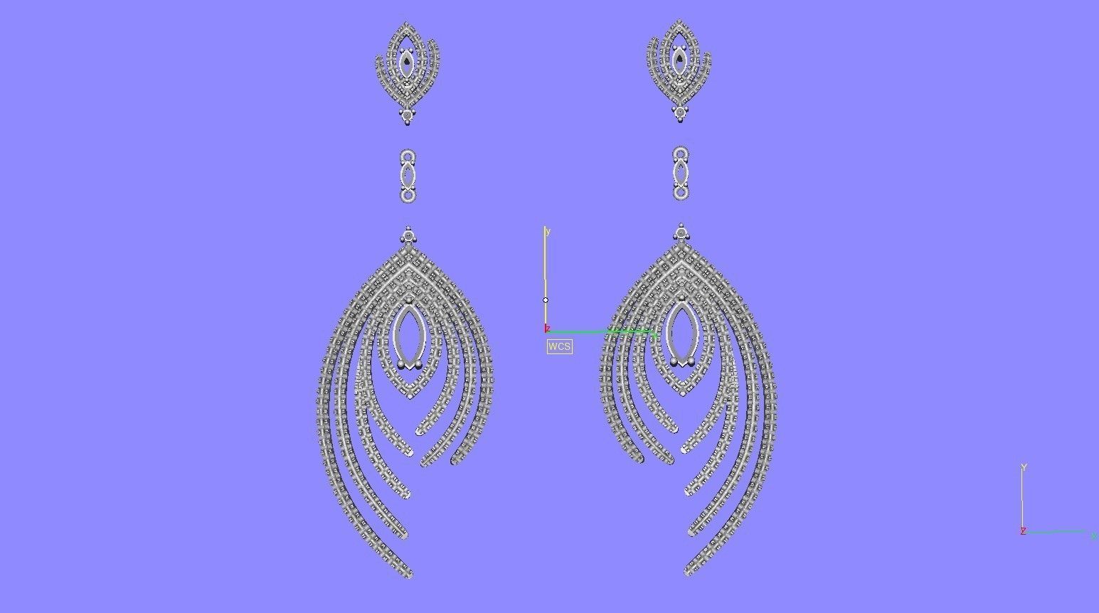 Antique Micro Pave Set Diamond Drop Earring 3D print model_13