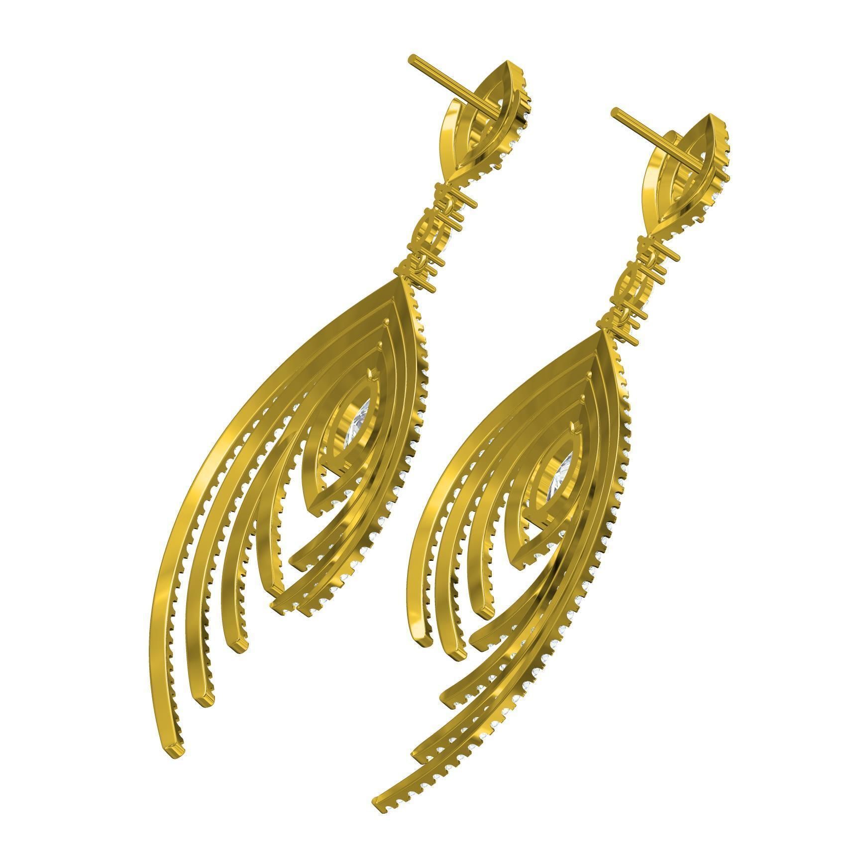 Antique Micro Pave Set Diamond Drop Earring 3D print model_5