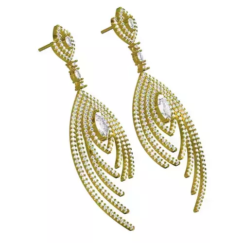 Antique Micro Pave Set Diamond Drop Earring