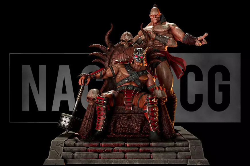Fan Art Shao Kahn and Goro from MK - Statue 3D print model_0