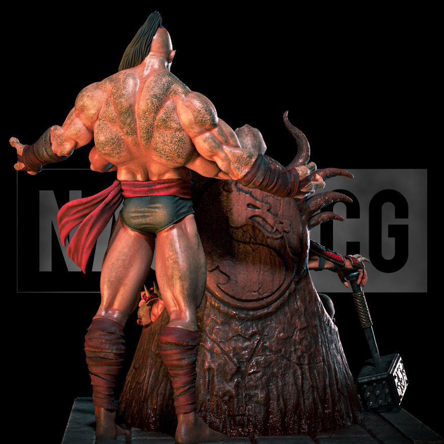 Fan Art Shao Kahn and Goro from MK - Statue 3D print model_10