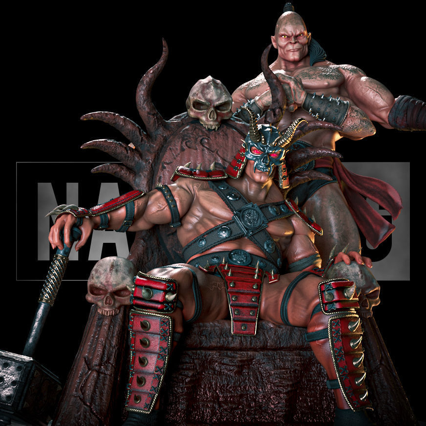 Fan Art Shao Kahn and Goro from MK - Statue 3D print model_8