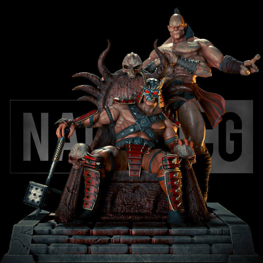 Fan Art Shao Kahn and Goro from MK - Statue 3D print model_1
