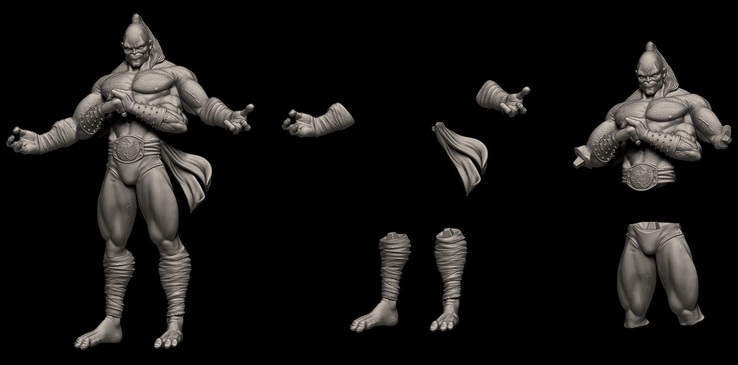 Fan Art Shao Kahn and Goro from MK - Statue 3D print model_3