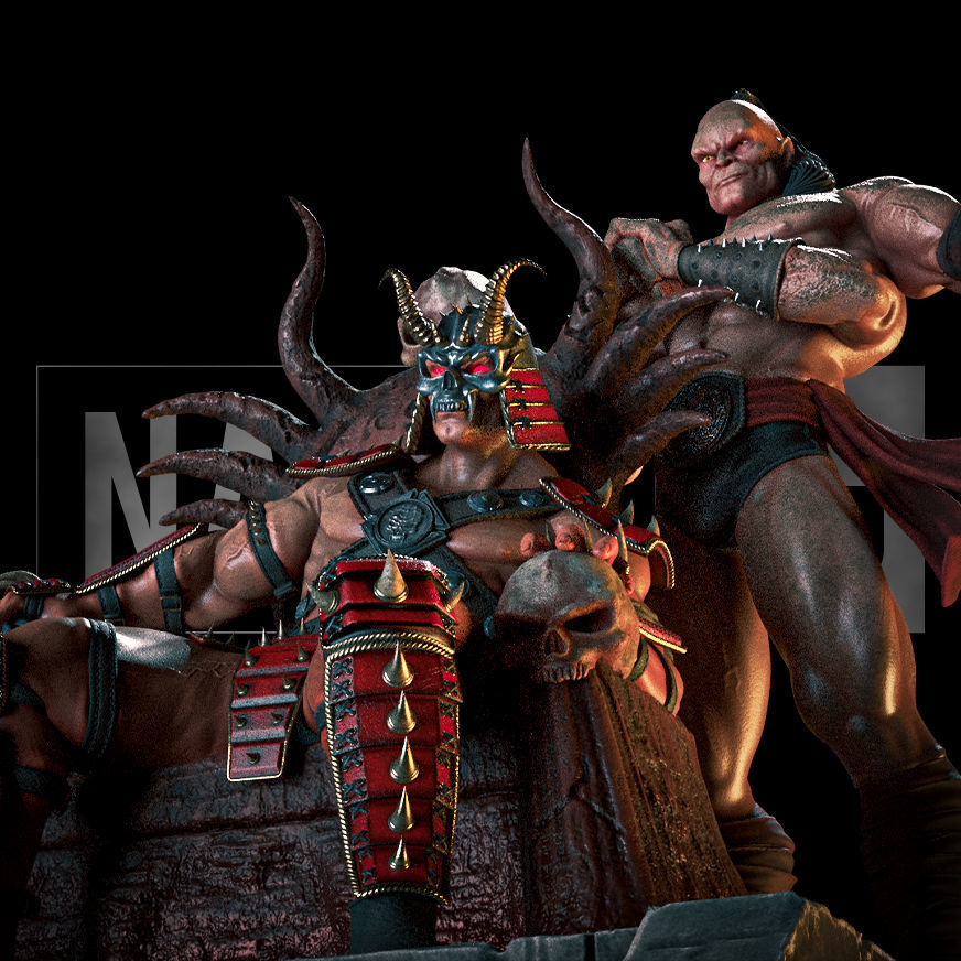 Fan Art Shao Kahn and Goro from MK - Statue 3D print model_11