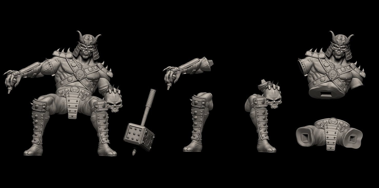 Fan Art Shao Kahn and Goro from MK - Statue 3D print model_4