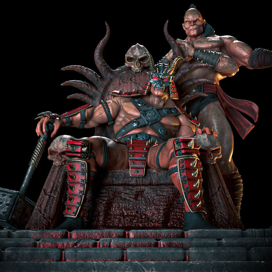 Fan Art Shao Kahn and Goro from MK - Statue 3D print model_9