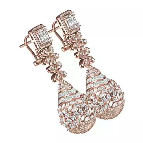 Art Deco Style Jhumka Diamond Earring