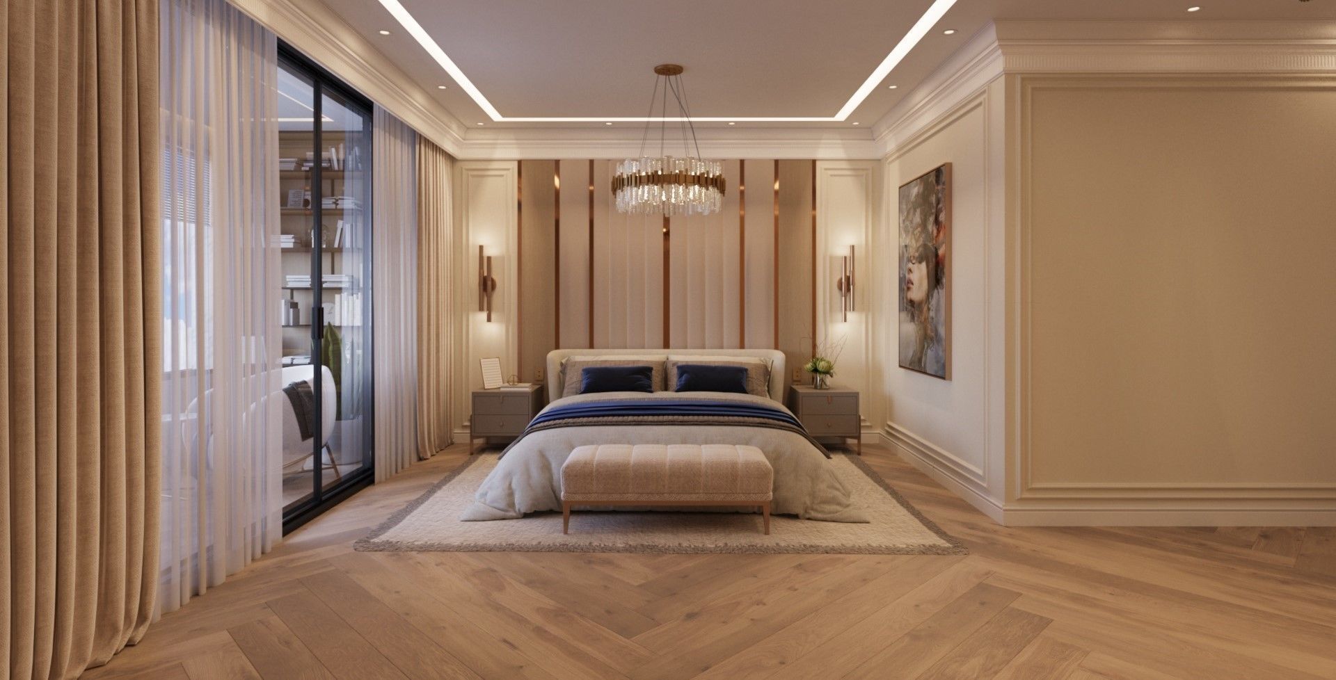 master bedroom  Low-poly 3D model_1