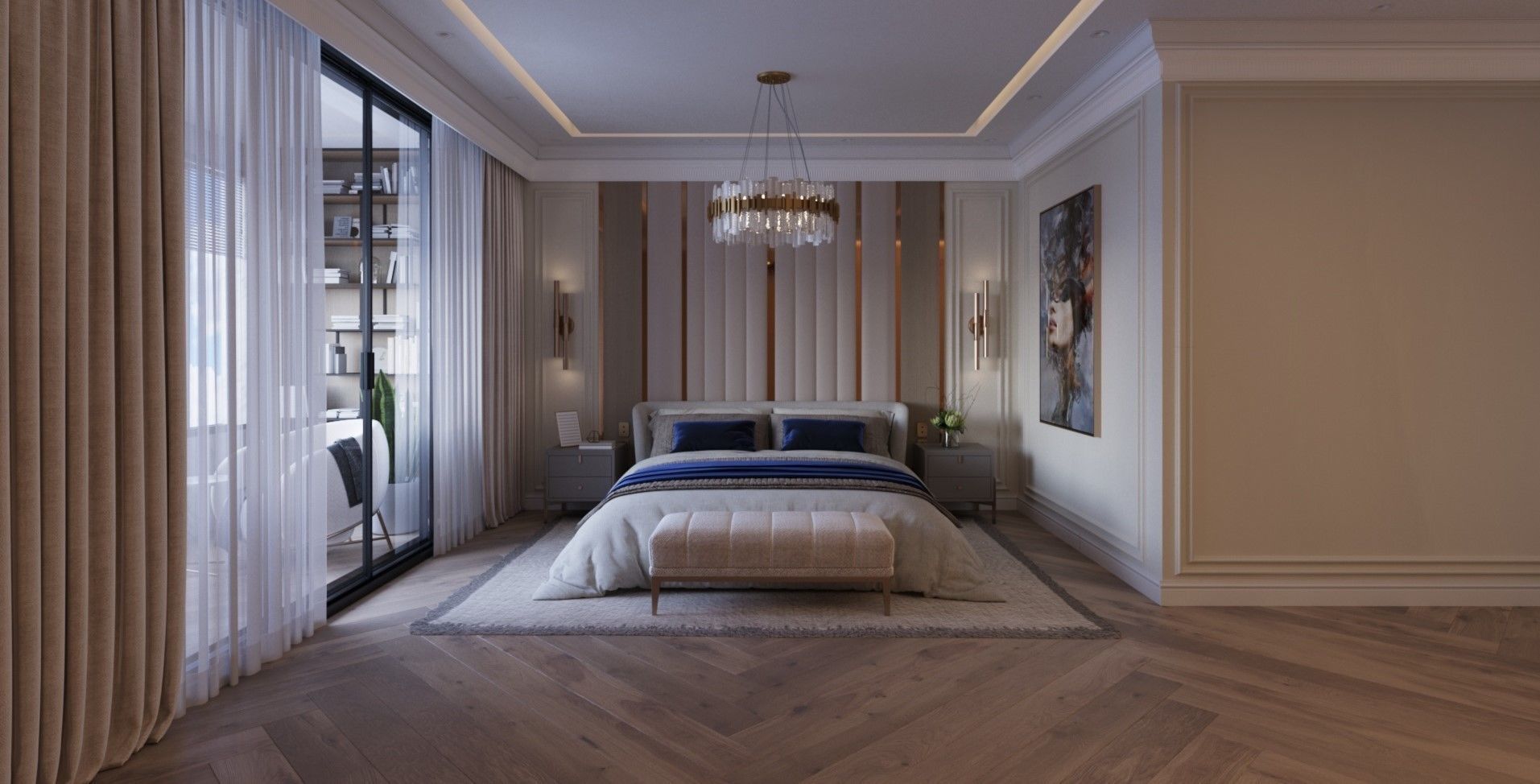 master bedroom  Low-poly 3D model_2