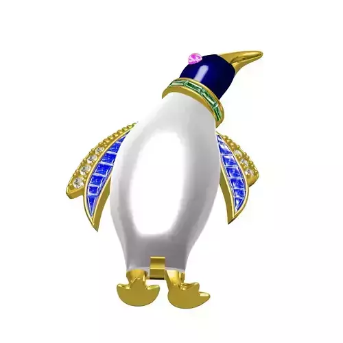 Antique Diamond Penguin Pendant