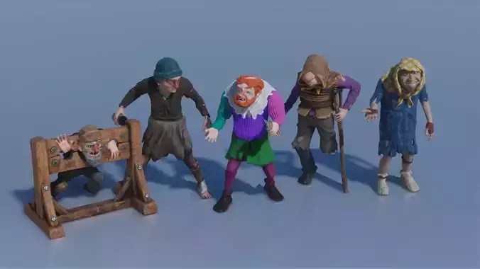 MEDIEVAL STYLIZED CHARACTERS VOL 5 - HOBOS  Low-poly 3D model
