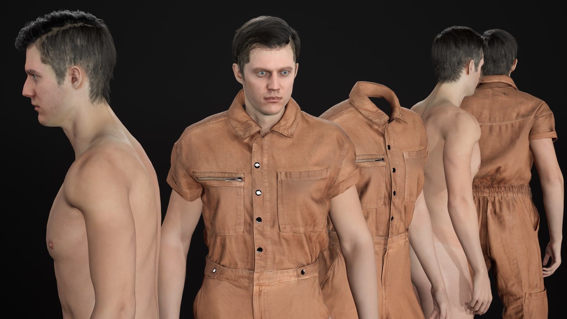 Man in Overalls 1 - Modular - Rigged Low-poly 3D model_26