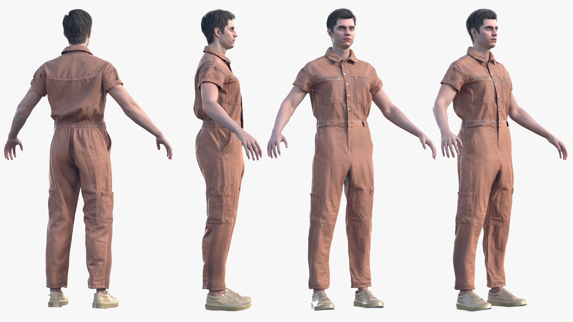 Man in Overalls 1 - Modular - Rigged Low-poly 3D model_4