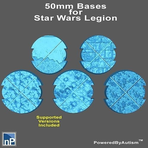 50mm Notched Round Bases for Miniatures - Pack 1 Free 3D print model