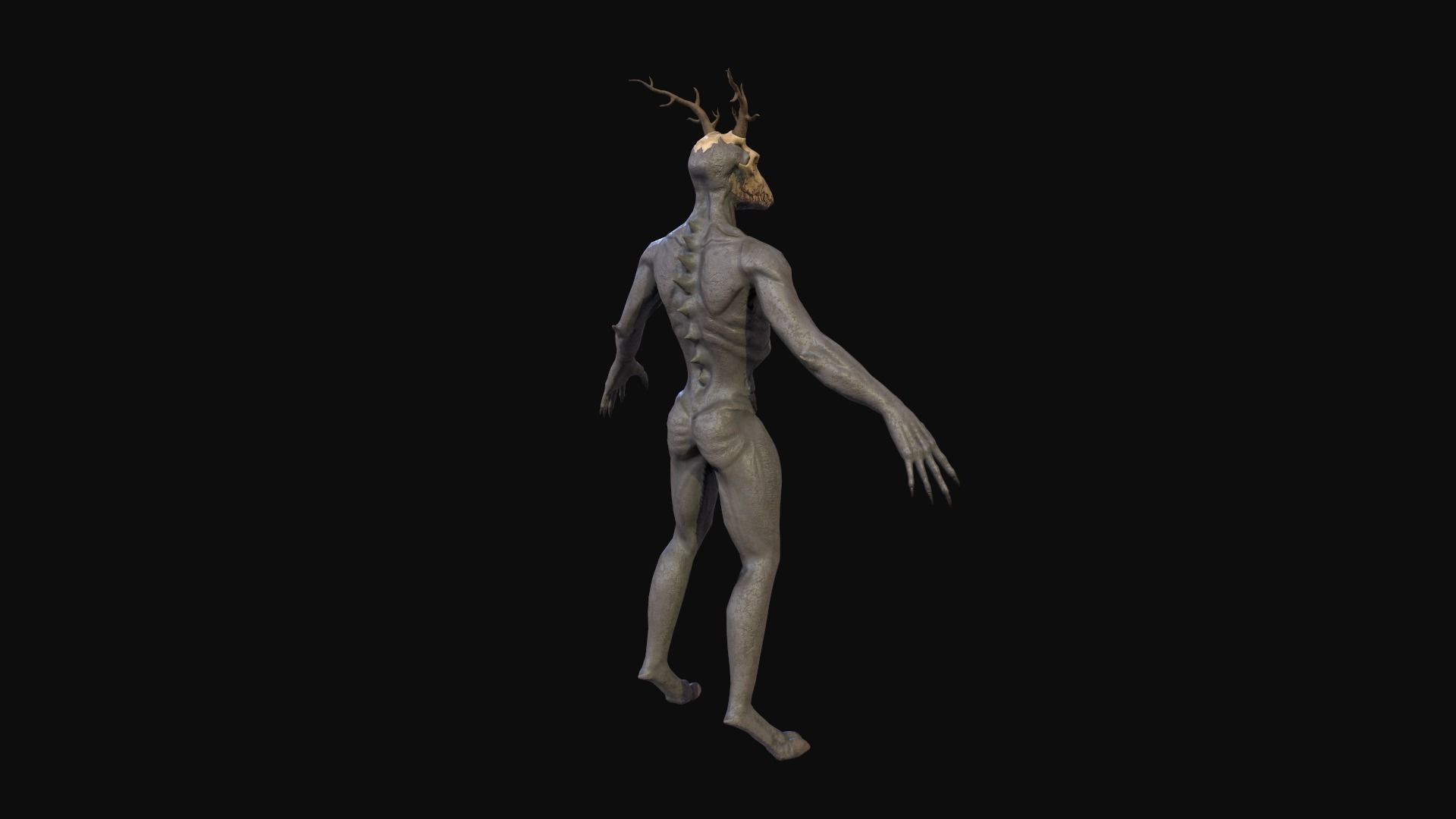 Wendigo monster Low-poly 3D model_29