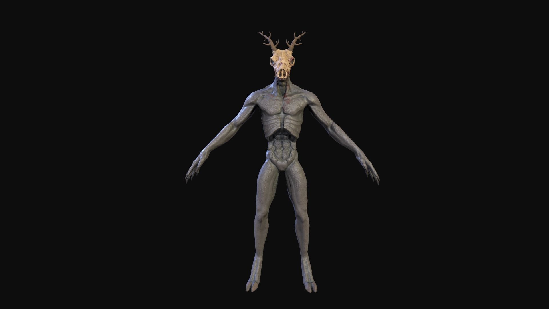 Wendigo monster Low-poly 3D model_26