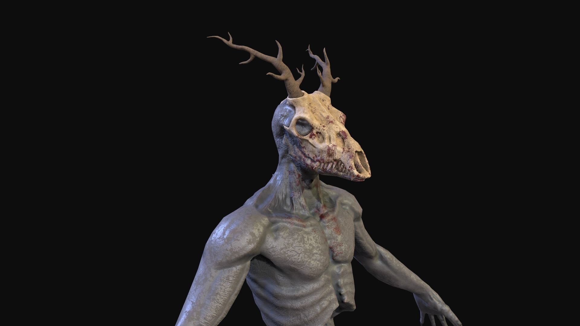 Wendigo monster Low-poly 3D model_20