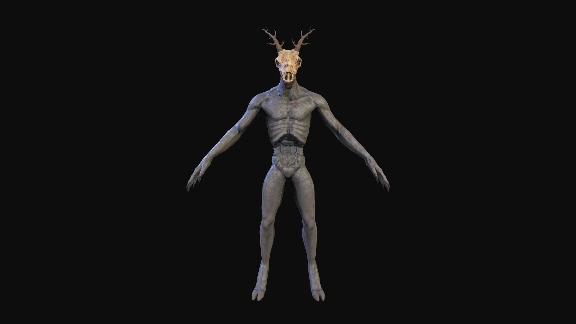 Wendigo monster Low-poly 3D model_24