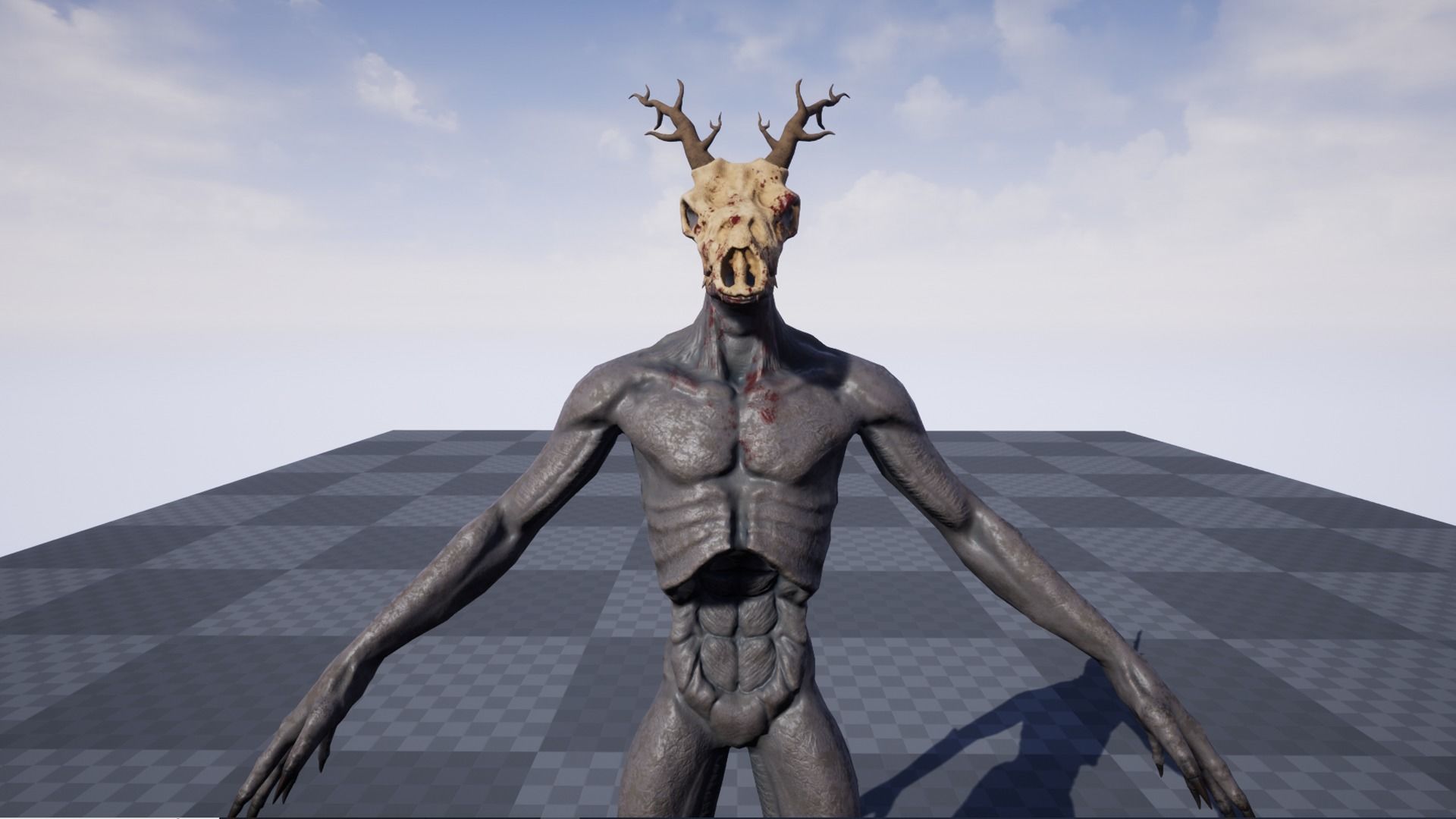 Wendigo monster Low-poly 3D model_43