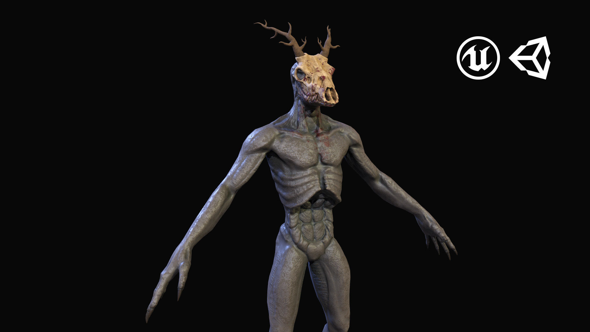 Wendigo monster Low-poly 3D model_19