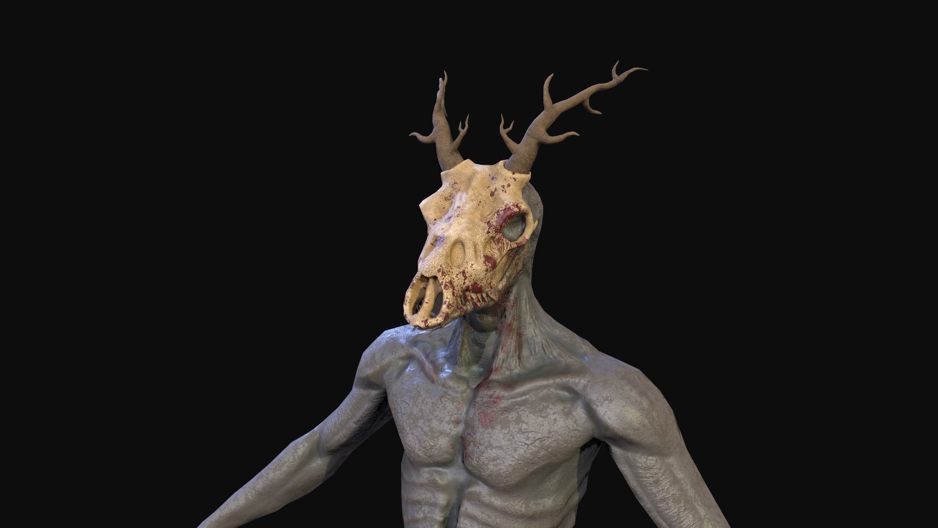 Wendigo monster Low-poly 3D model_21