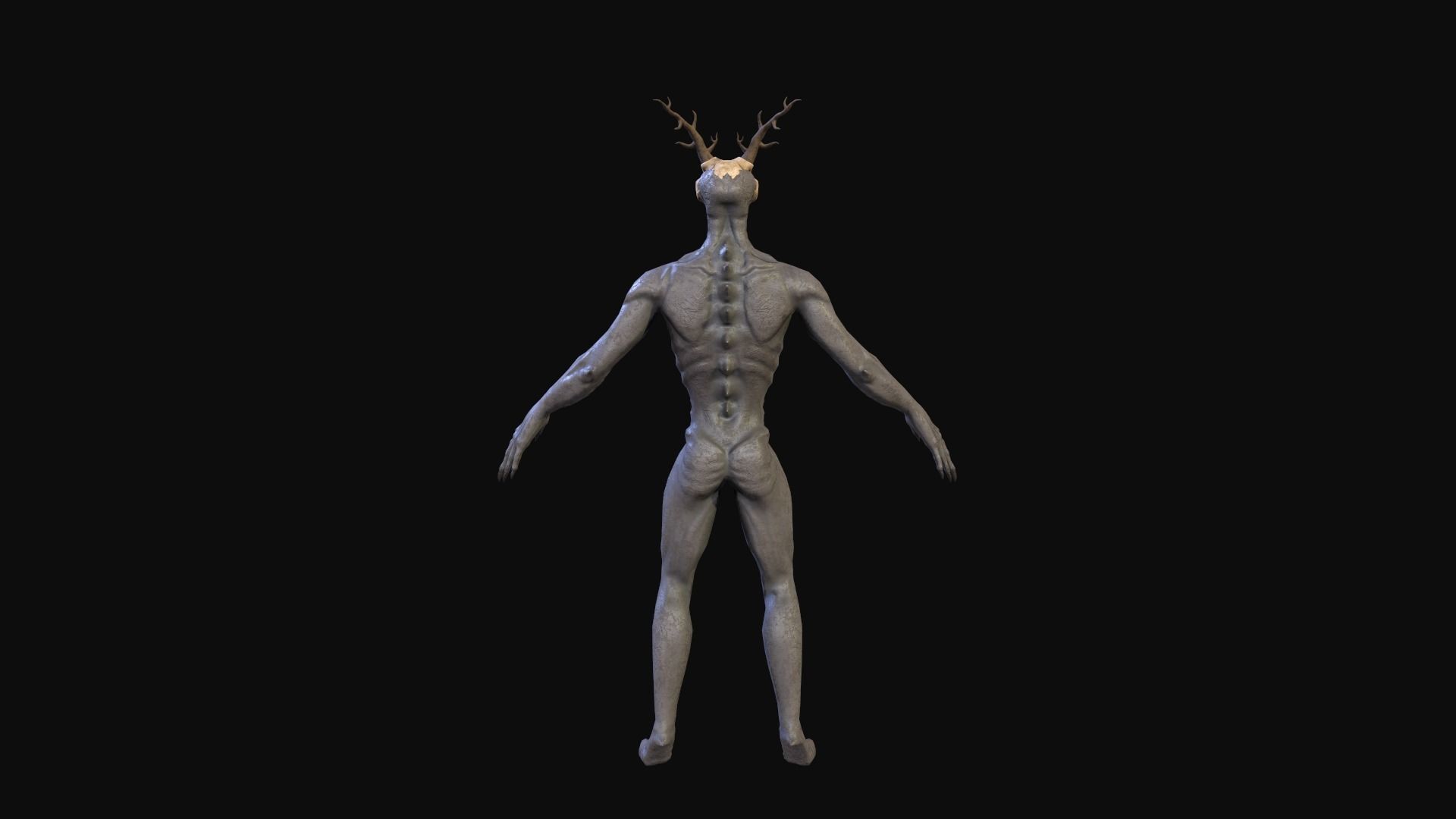 Wendigo monster Low-poly 3D model_30