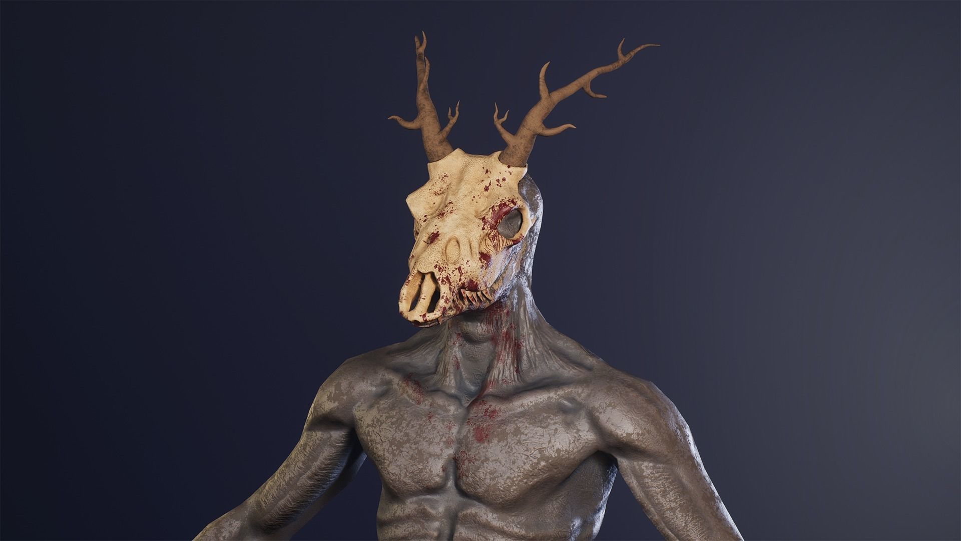 Wendigo monster Low-poly 3D model_6