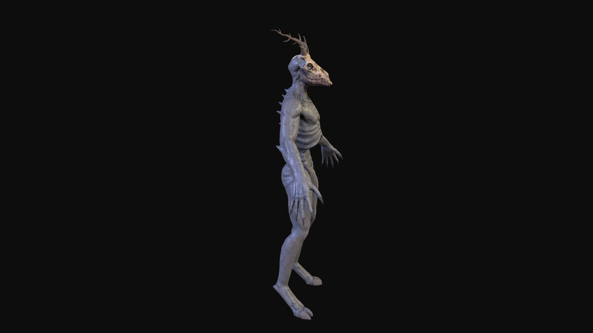 Wendigo monster Low-poly 3D model_28