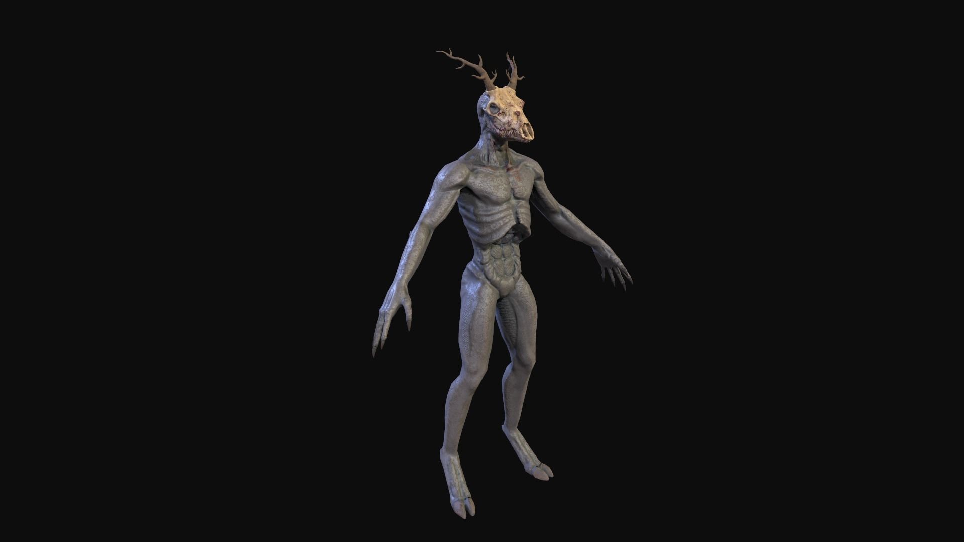 Wendigo monster Low-poly 3D model_27