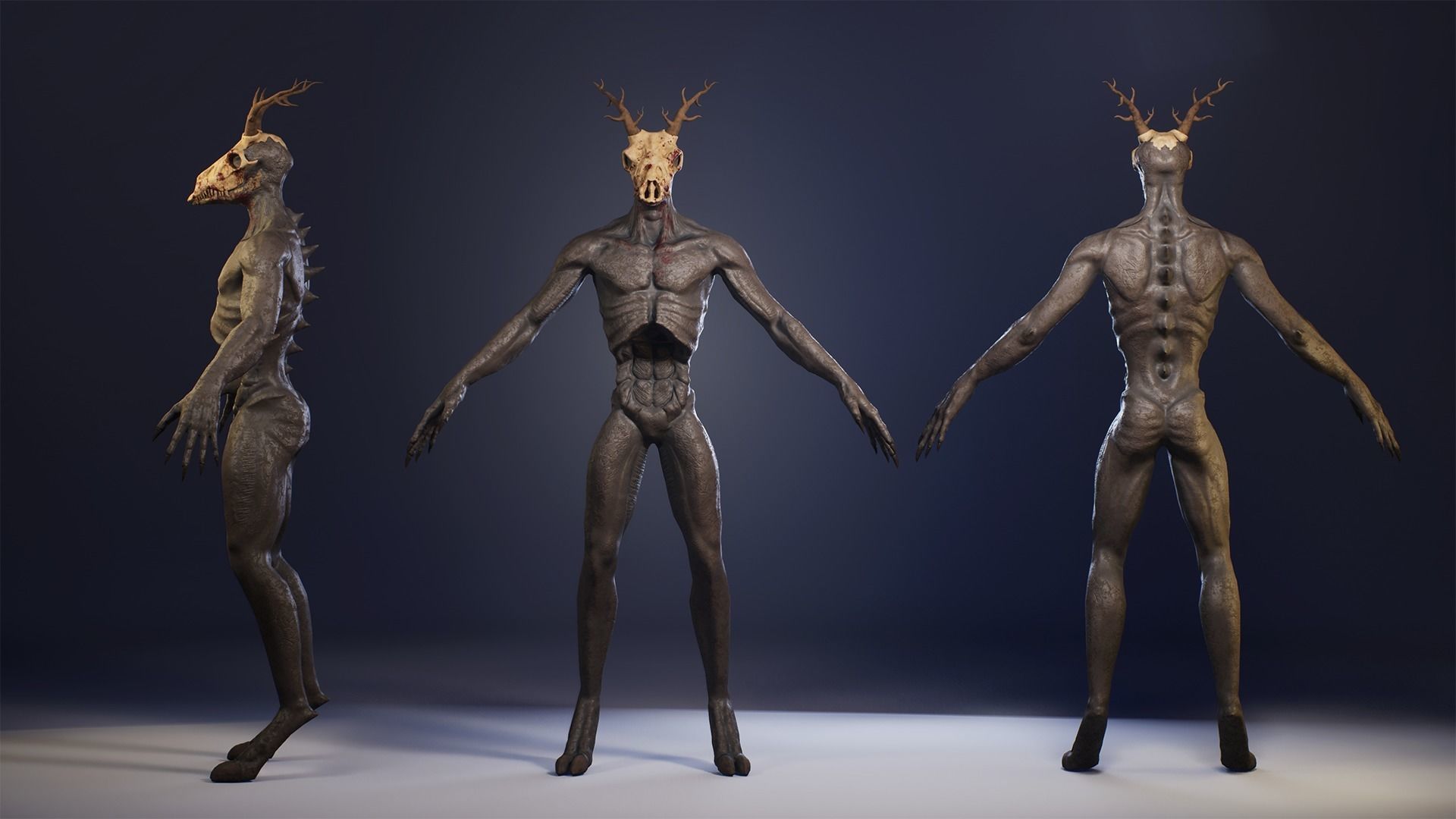 Wendigo monster Low-poly 3D model_4