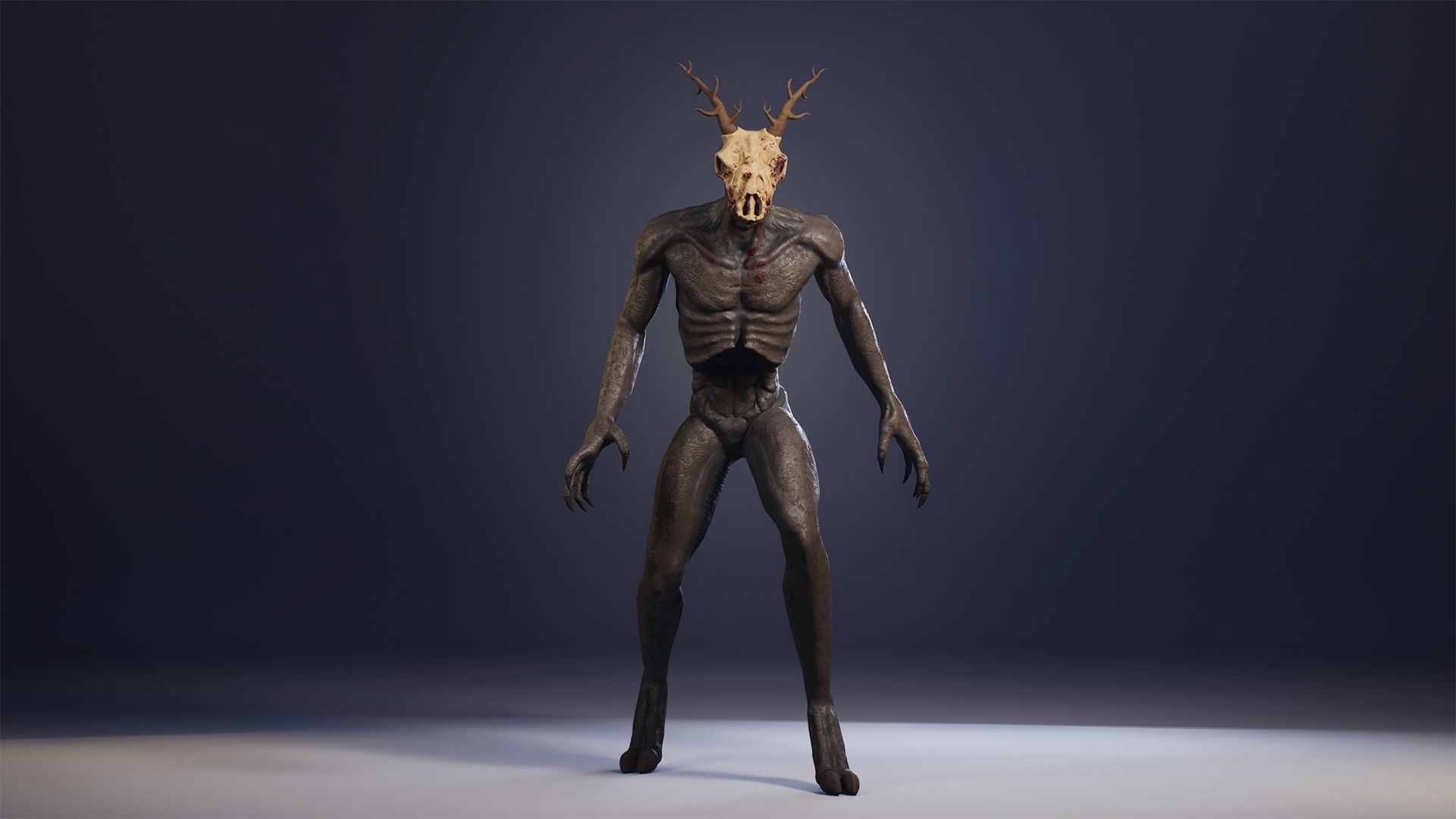 Wendigo monster Low-poly 3D model_3
